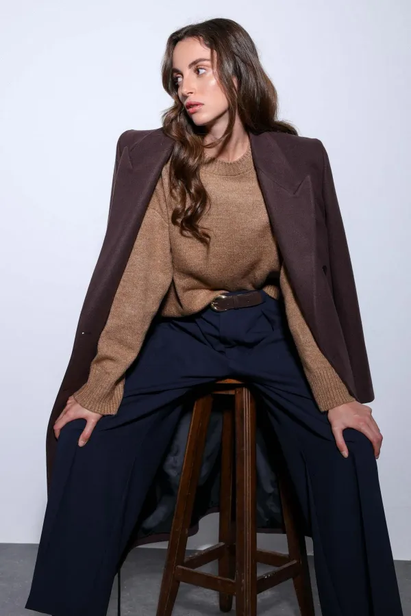 Antioch Camel Yün Karışımlı Kadın Kazak