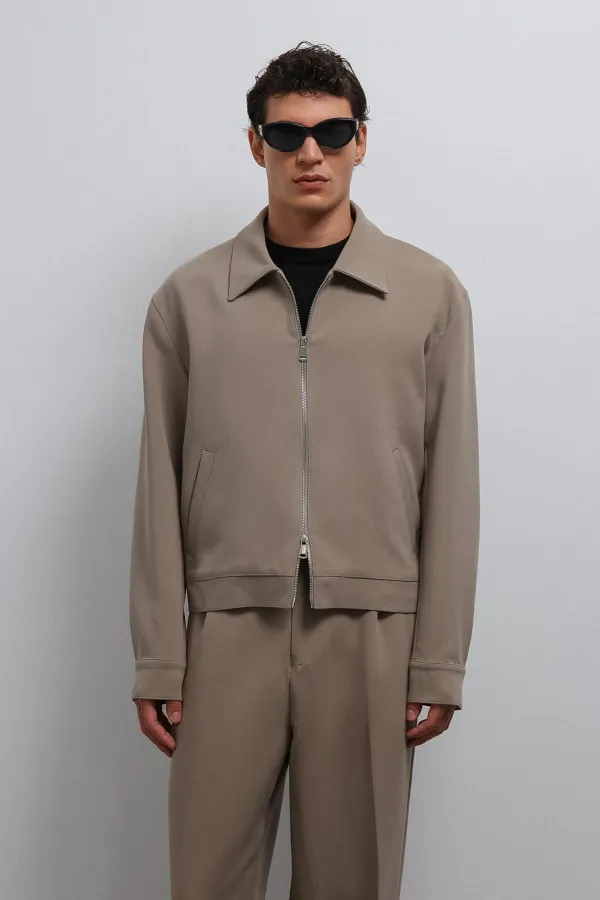 Veste de saison Antioch beige à fermeture éclair pour homme