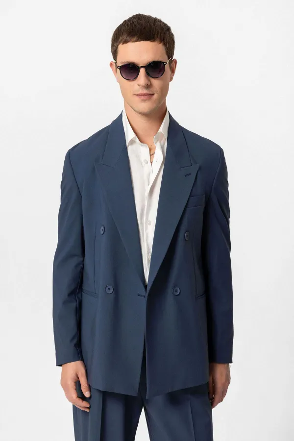 Antioch Indigo Single Button Double-Breasted Men's Blazer Jacket