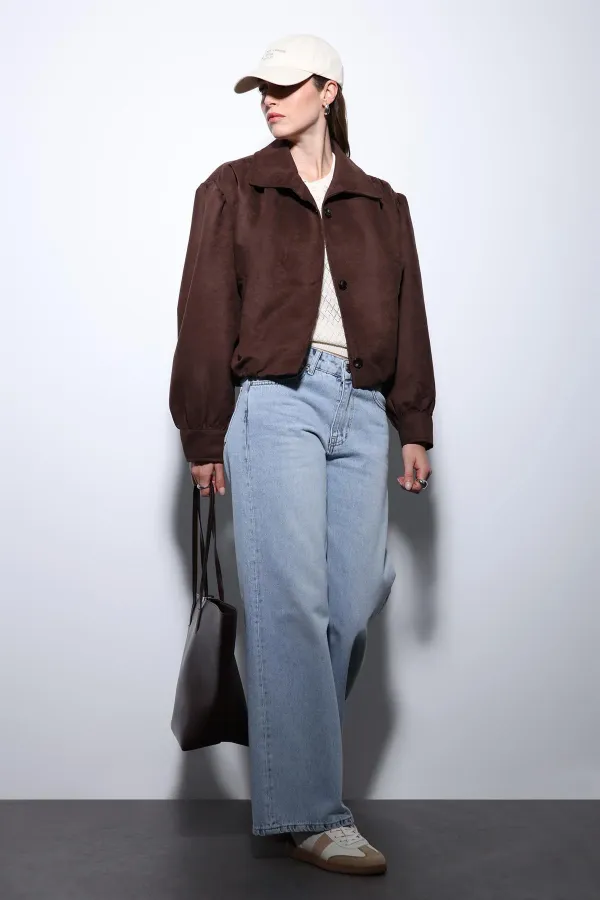 Veste bomber femme Antioch Coffee aspect daim