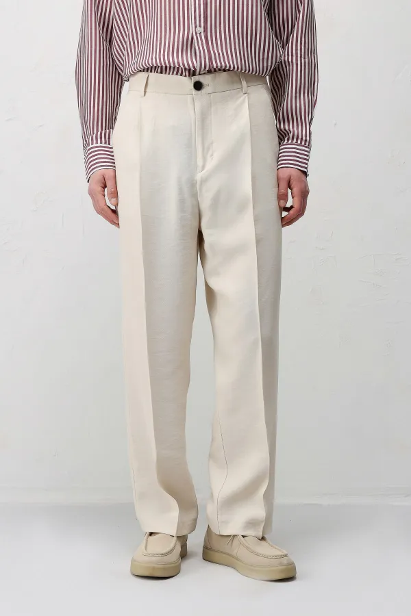 Antioch Cream Modal Fabric Men's Trousers