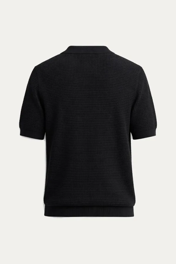 Antioch Siyah Dokulu Polo Yaka Erkek T-Shirt