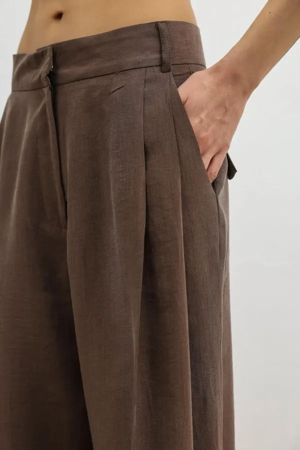 Pantalon large pour femme Antioch Coffee Lyocell Blend