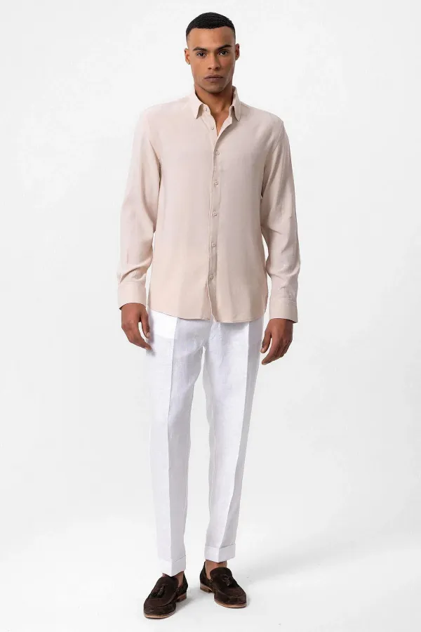 Antioch Beige Long-Sleeved Men's Shirt