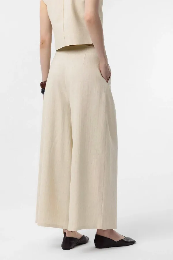 Antioch Natural Linen Blend Women's Culotte Pants