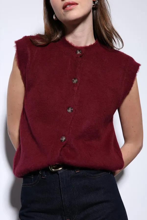 Antioch Burgundy Textured Women's Knitted Vest