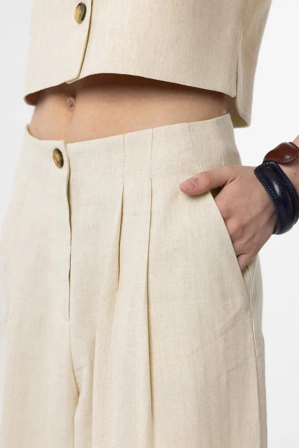 Antioch Natural Linen Blend Women's Culotte Pants