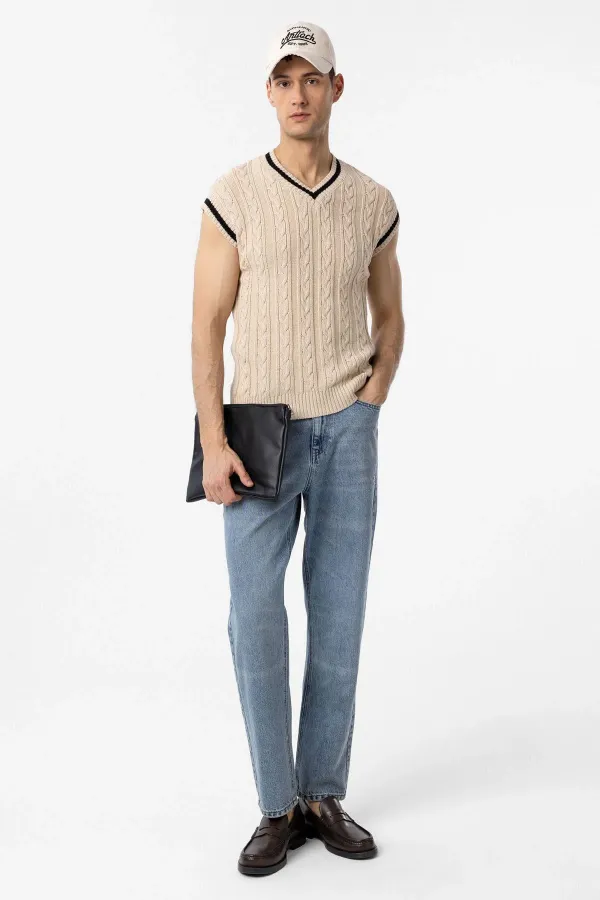 Antioch Taş 100% Pamuk Örgü Erkek Yelek