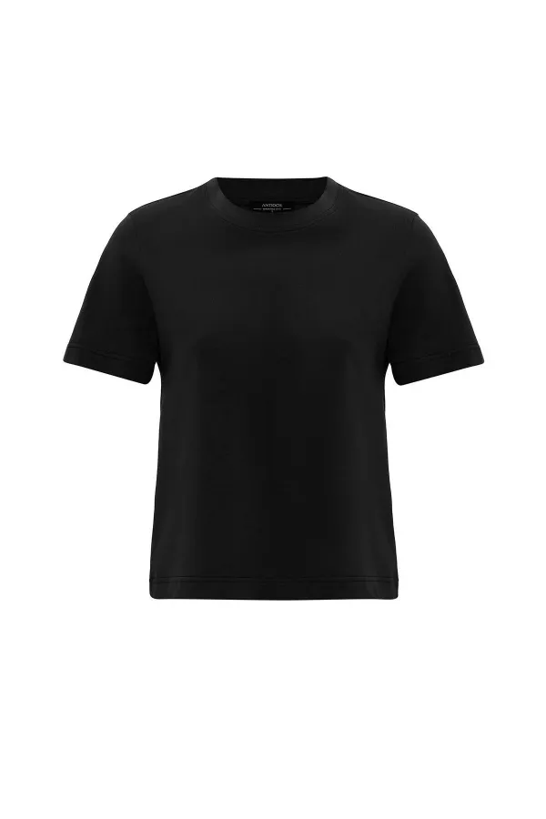 T-shirt basique à col rond Antioch pour femme, noir