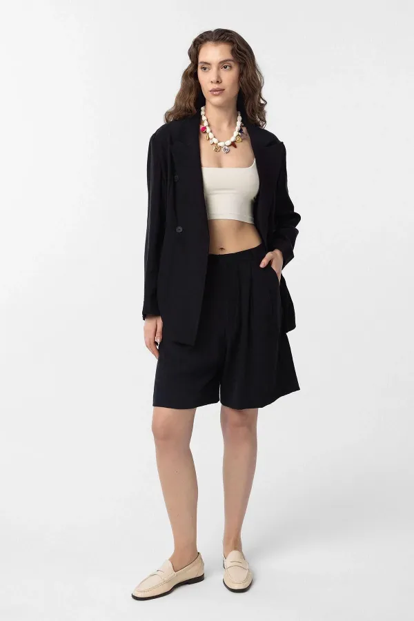 Antioch Siyah Kruvaze Kadın Blazer Ceket