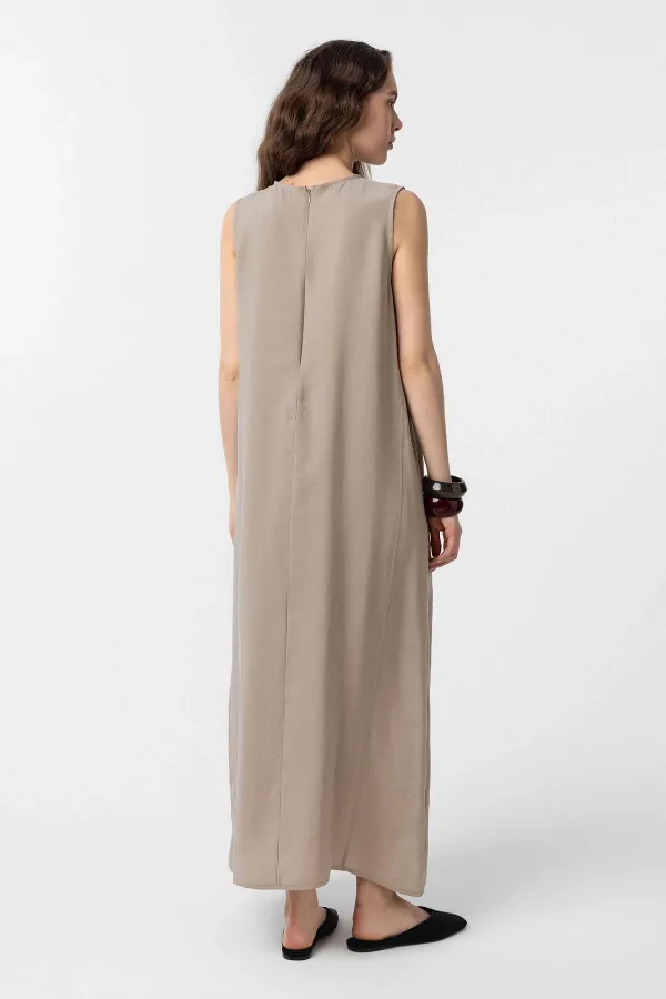 Antioch Beige Modal Midi Women's Dress