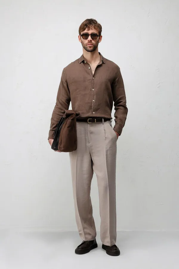 Pantalon homme Antioch en tissu modal beige