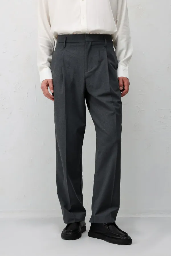 Antioch Gri Relaxed Fit Pileli Erkek Pantolon Antioch Gri Relaxed Fit Pileli Erkek Pantolon