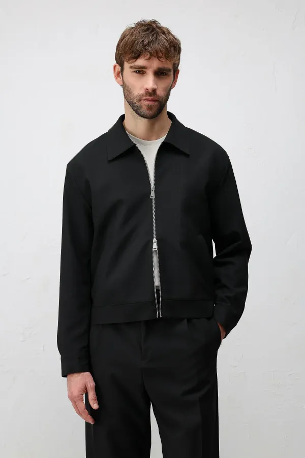 Veste Antioch noire à fermeture éclair et coupe décontractée pour homme