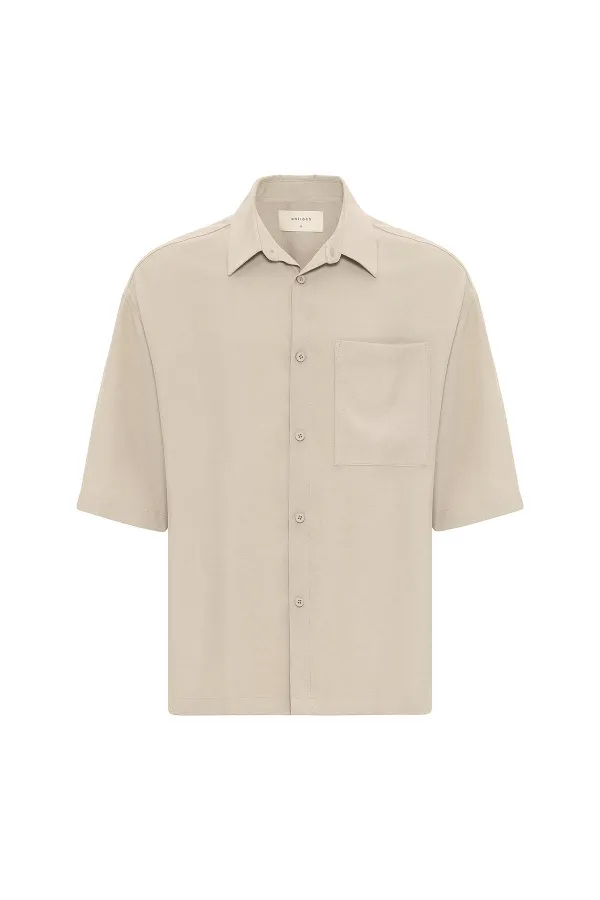 Chemise homme Antioch beige décontractée à manches courtes
