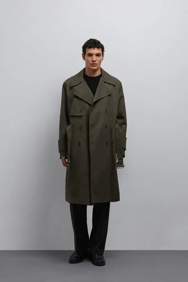 Trench-coat Antioch Khaki coupe décontractée pour homme