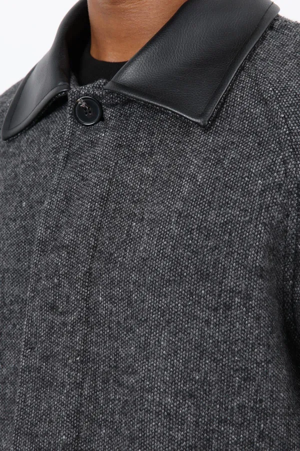 Antioch Black Wool Blend Contrast Collar Men's Coat