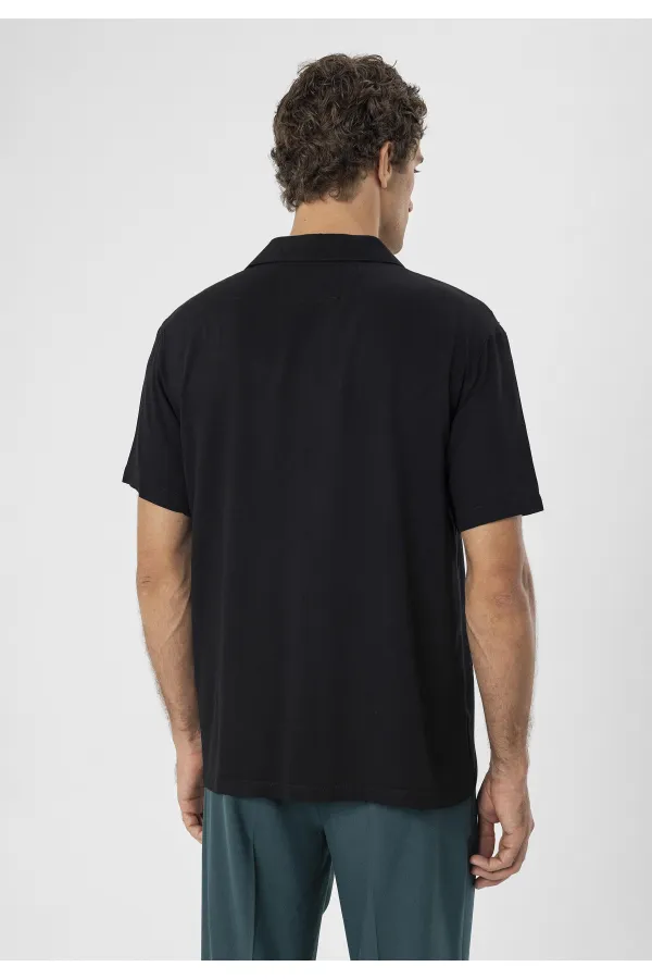 Chemise homme Antioch noire à manches courtes et coupe classique