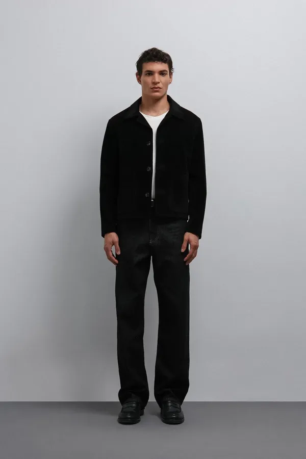 Veste classique pour homme en daim noir Antioch