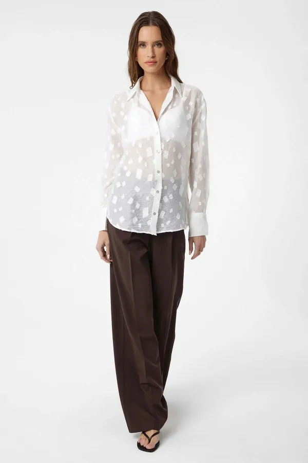 Antioch White Patterned Transparent Shirt