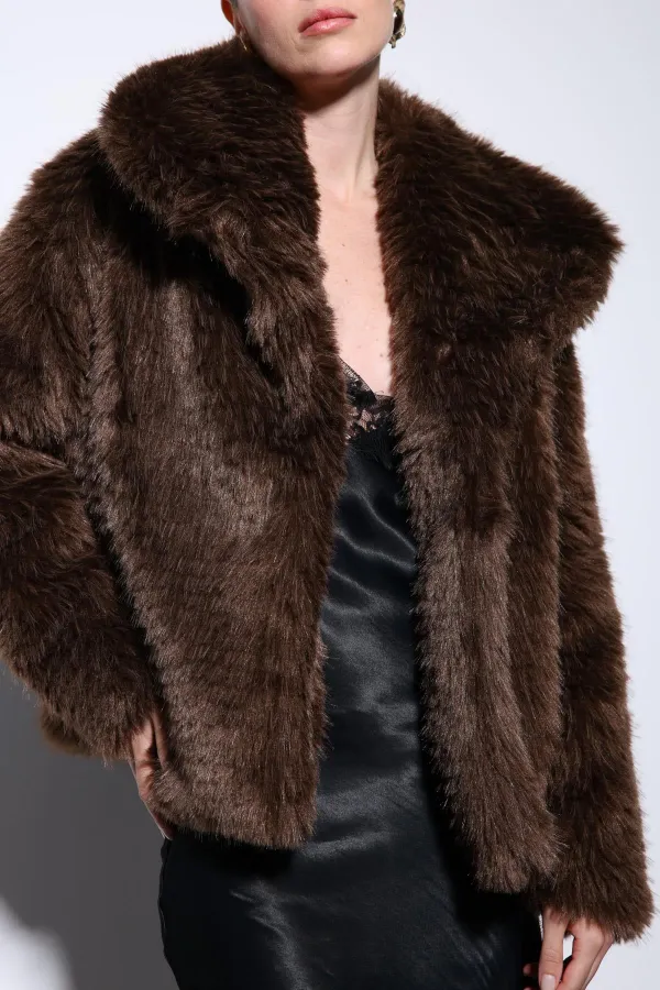 Veste en fausse fourrure Antioch Coffee pour femme