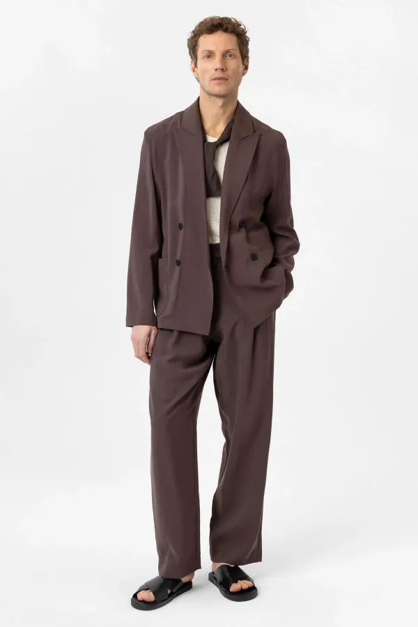 Antioch Kahve Relax Fit Diagonel İnce Erkek Blazer Ceket