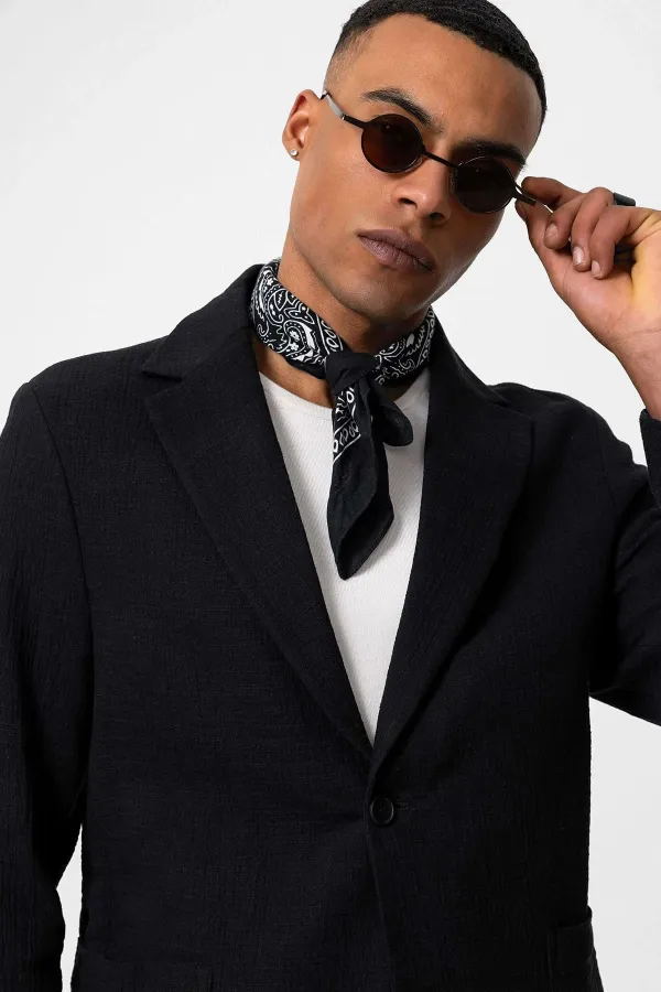 Veste blazer Antioch noire non doublée pour homme avec poches plaquées