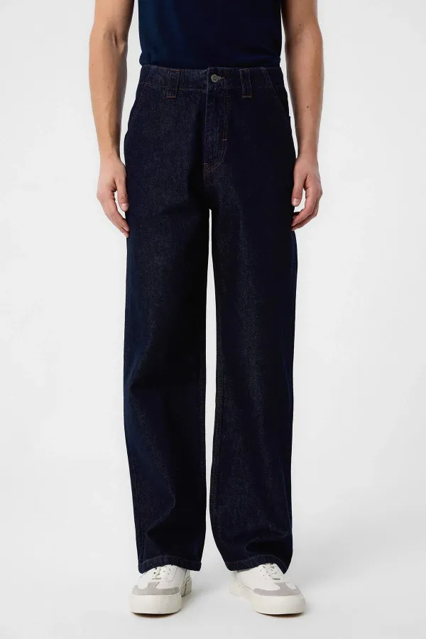 Jean Antioch bleu marine foncé coupe décontractée pour homme