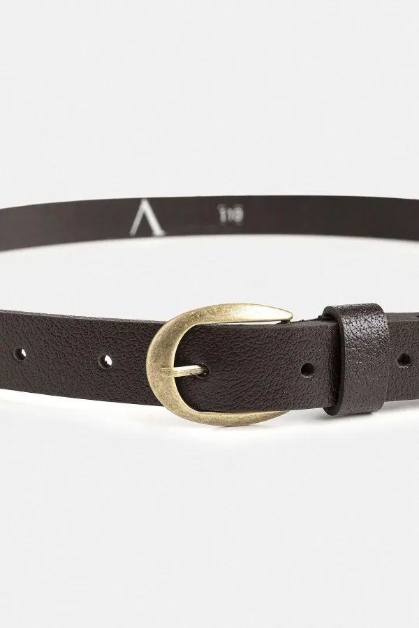 Antioch Coffee Oval Buckle Men's Leather Belt