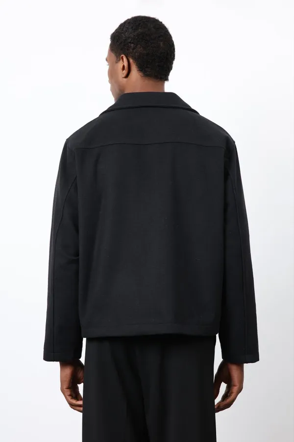 Antioch Black Double-Breasted Short Men's Coat