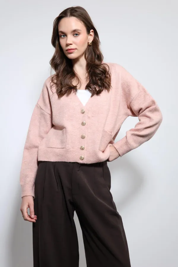 Gilet Antioch rose poudré en laine mélangée
