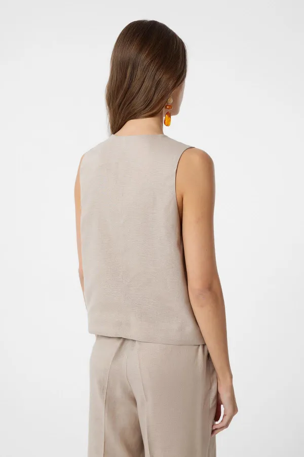 Antioch Beige Linen Blend Women's Tailor Vest