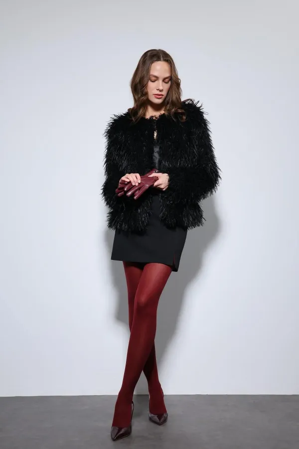 Manteau en fausse fourrure noire Antioch