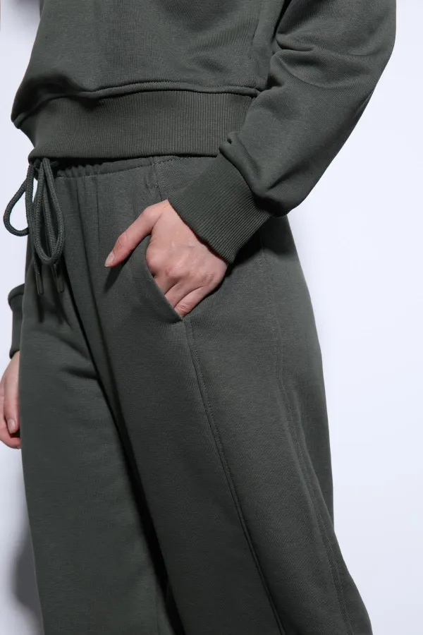 Antioch Haki Basic Düz Paça Kadın Eşofman Altı