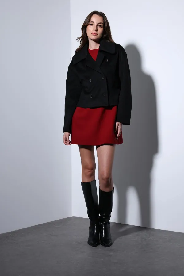 Antioch Black Double-Breasted Women's Short Coat