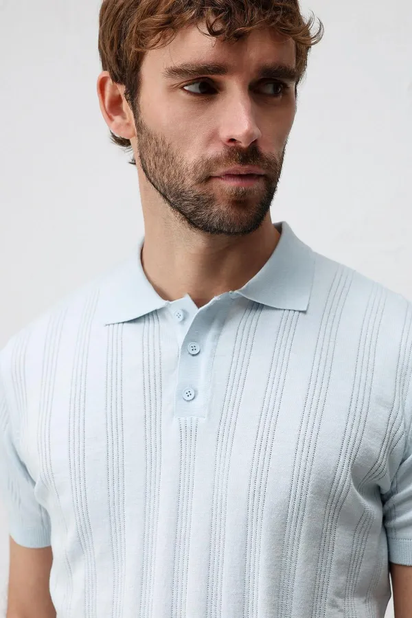 Polo garçon Antioch Bebe bleu en maille texturée