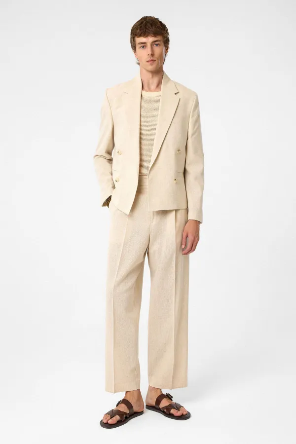 Antioch Stone High Waist Pleated Relax Fit Men's Trousers