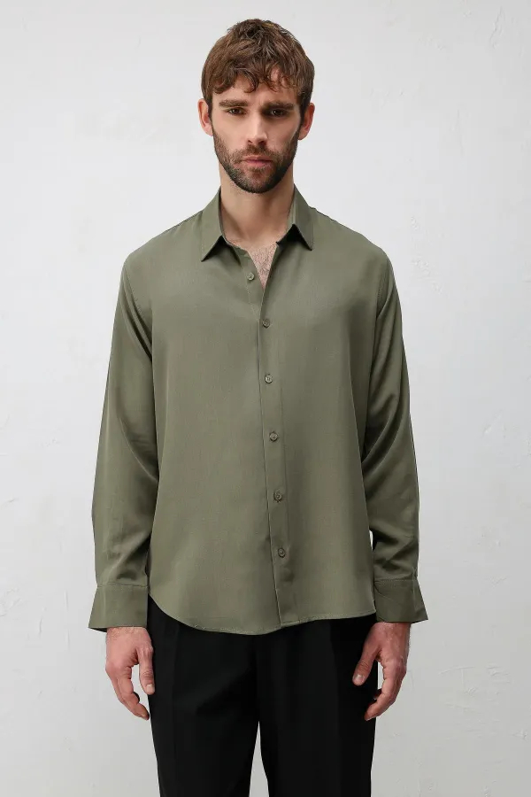 Antioch Dark Khaki Technical Regular Fit Men's Shirt