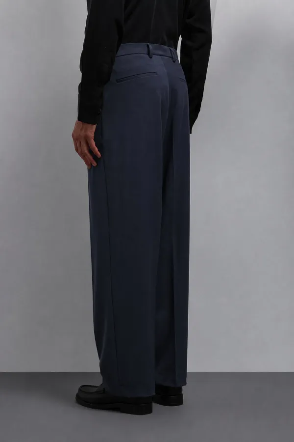 Antioch Koyu Lacivert Relax Fit Baggy Pilili Erkek Pantolon