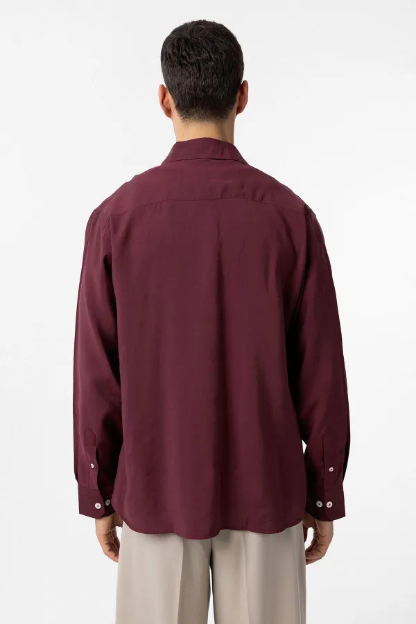 Antioch Bordo Modal Kumaş Relax Fit Erkek Gömlek