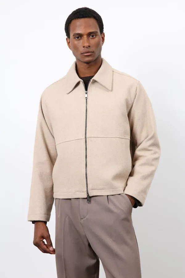 Antioch Bej Regular Fit Dokulu Erkek Mont