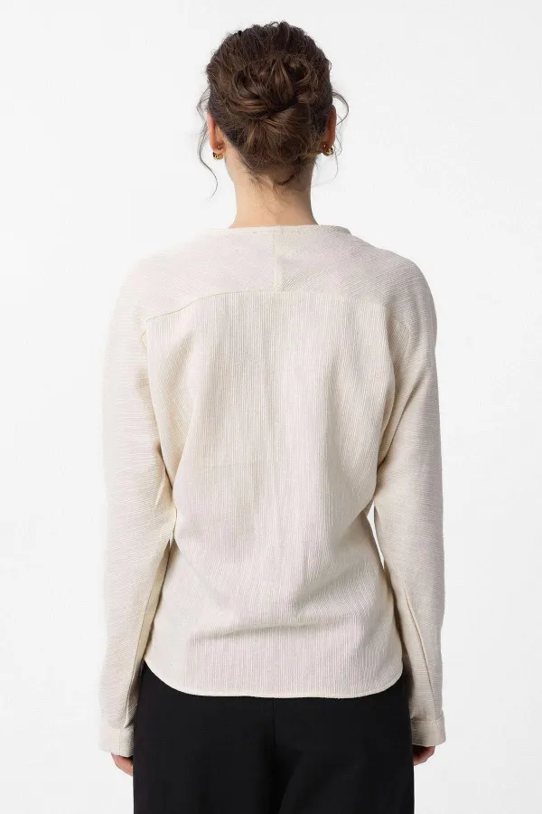 Antioch Ekru Bağlamalı Kimono Kadın Gömlek