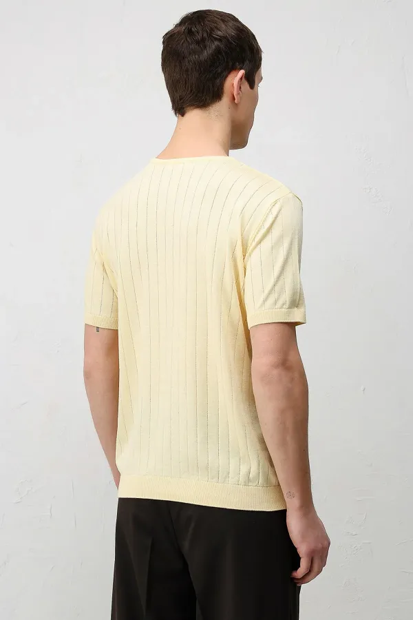 Antioch Yellow Textured Men's Knit T-Shirt