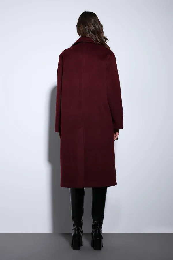 Antioch Bordo Kruvaze Kadın Kaban