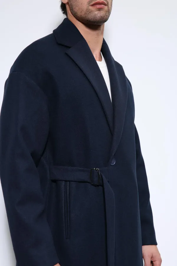 Manteau oversize pour homme Antioch Navy avec ceinture
