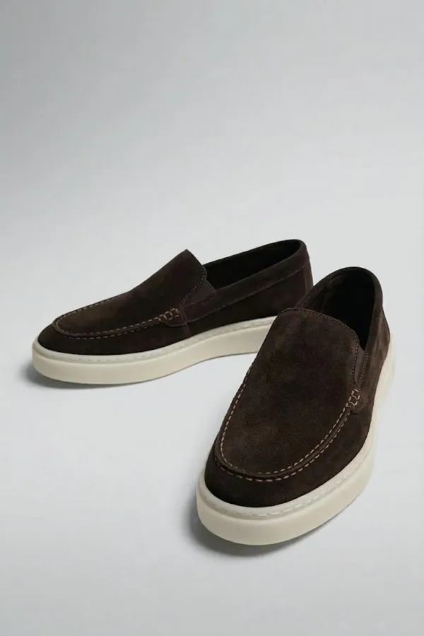 Mocassins en cuir suédé Antioch Coffee avec surpiqûres