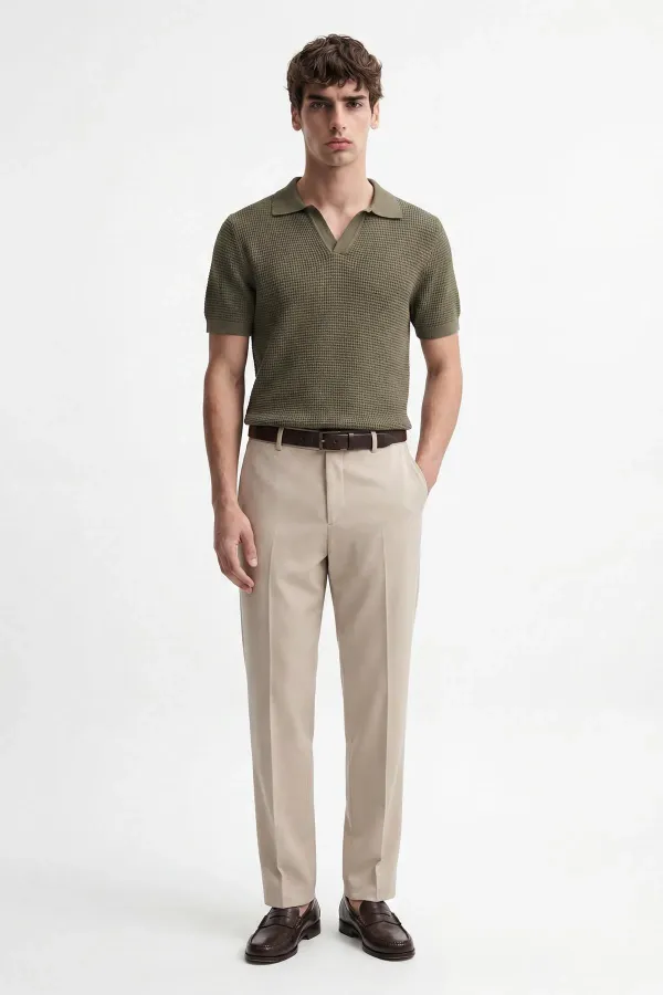 Antioch Haki Dokulu Polo Yaka Erkek T-Shirt