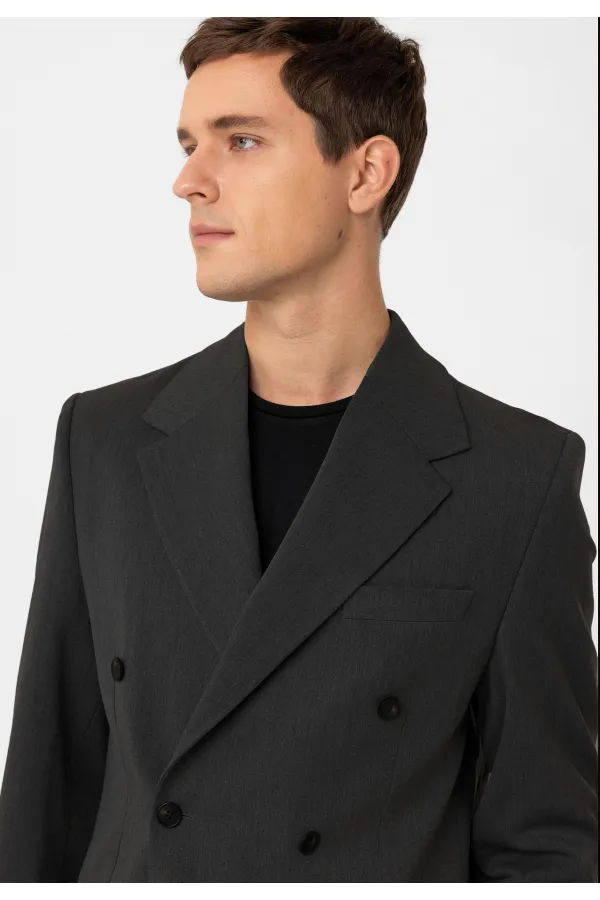 Veste blazer homme Antioch Anthracite coupe décontractée à double boutonnage