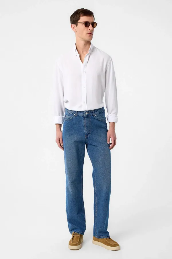 Antioch White Linen Blend Button-Down Collar Men's Shirt