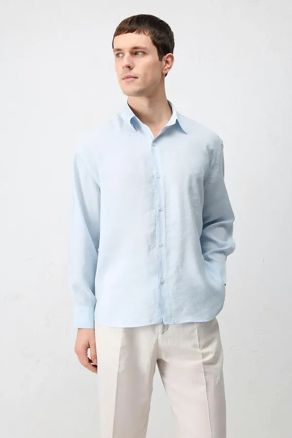 Antioch Bebe Mavi Modal Karışımlı Relax Fit Erkek Gömlek